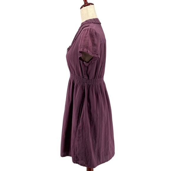 Vintage Fossil Dress Boho Romantic Cottage Womens L Purple Short Sleeve Lined - Picture 4 of 13